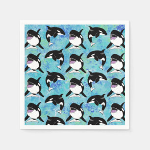 Guardanapo De Papel Aniversário da Baleia Assassina Orca Personalizada