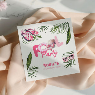 Guardanapo De Papel Aniversário da bonito Festa de Piscina Rosa