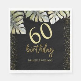 Guardanapo De Papel Aniversário da Caligrafia de Palma Dourada Elegant