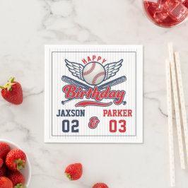 Guardanapo De Papel Aniversário da Conjunta Vintage Baseball de Dois C