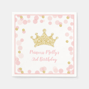 Guardanapo De Papel Aniversário da Coroa Dourada Princesa Rosa