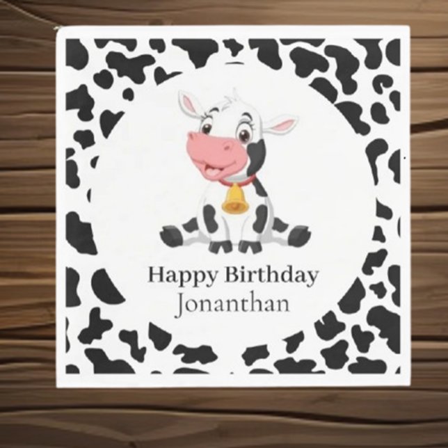 Guardanapo De Papel Aniversário da Criança da Vaca (Make your child's birthday unforgettable with our exciting Cow Birthday theme!)