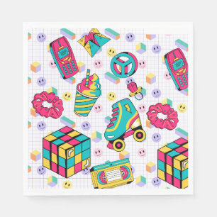 Guardanapo De Papel Aniversário da fita cassete funky Neon Glow dos an