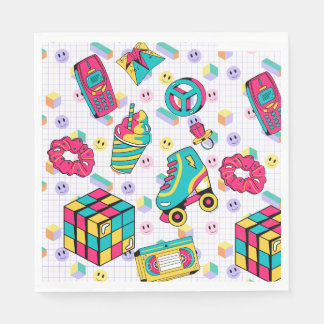 Guardanapo De Papel Aniversário da fita cassete funky Neon Glow dos an