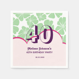 Guardanapo De Papel Aniversário da Flor abstrato Retro Verde