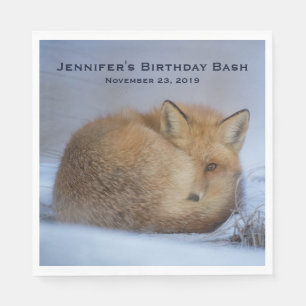 Guardanapo De Papel Aniversário da Fox de inverno Enrolada
