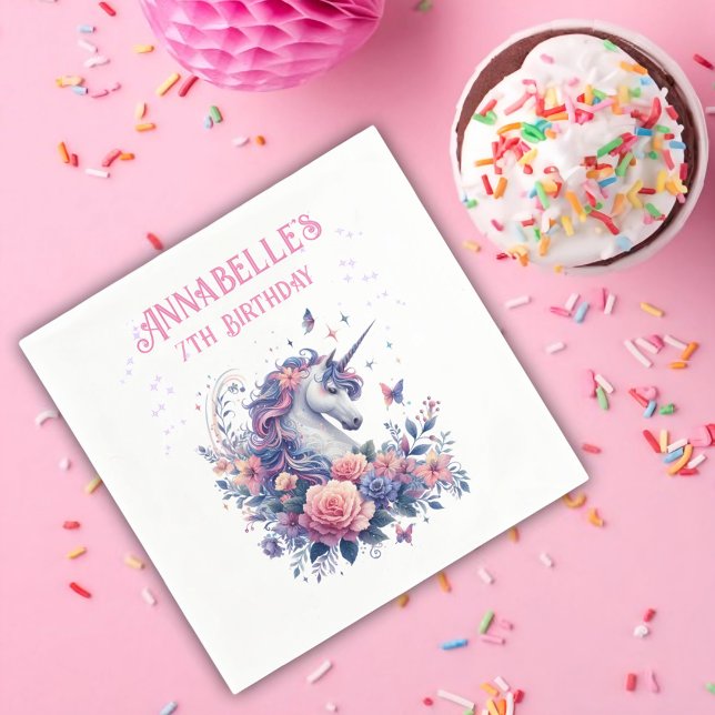 Guardanapo De Papel Aniversário da Garota Púrpura Rosa Rosa-Rosa do Un (Criador carregado)