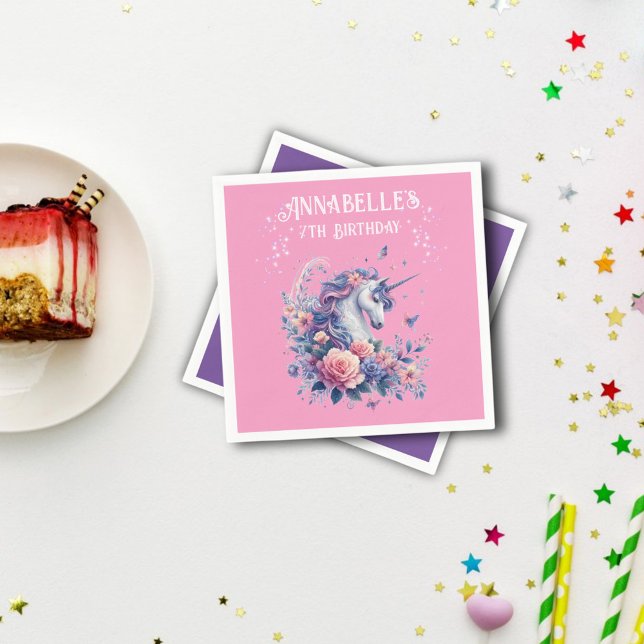 Guardanapo De Papel Aniversário da Garota Púrpura Rosa Rosa-Rosa do Un (Criador carregado)