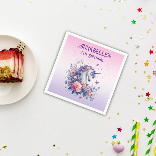 Guardanapo De Papel Aniversário da Garota Púrpura Rosa Rosa-Rosa do Un (Criador carregado)