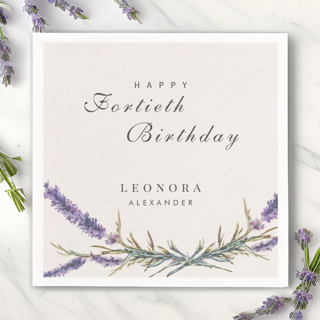 Guardanapo De Papel Aniversário da Lavanda de Aquarela (Criador carregado)