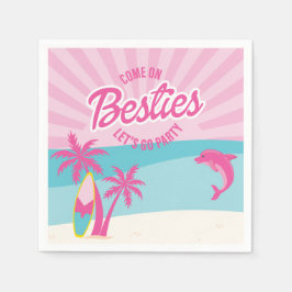 Guardanapo De Papel Aniversário da Melhor Amiga Praia Malibu Rosa