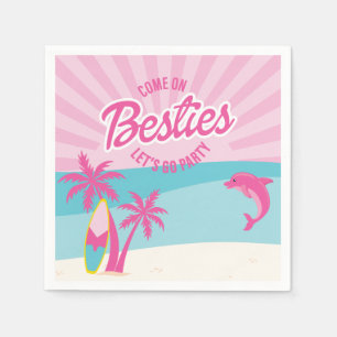 Guardanapo De Papel Aniversário da Melhor Amiga Praia Malibu Rosa