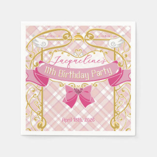 Guardanapo De Papel Aniversário da Princesa Art Nouveau Rosa