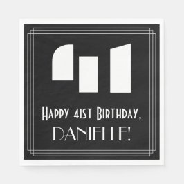 Guardanapo De Papel Aniversário da rua: Art Deco Inspirou "41" + Nome