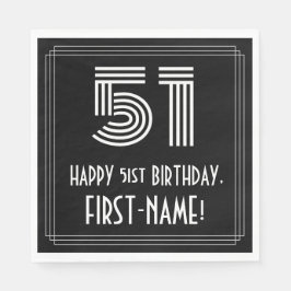 Guardanapo De Papel Aniversário Da rua: Art Deco Inspirou "51" + Nome