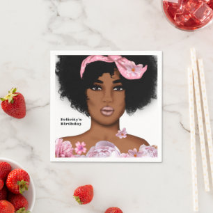 Guardanapo De Papel Aniversário da Senhora Americana Africana