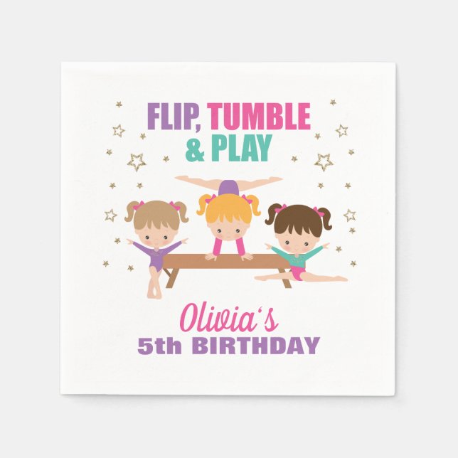 Guardanapo De Papel Aniversário da Turquesa Púrpura Rosa (Frente)