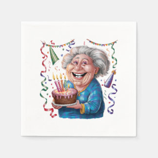 Guardanapo De Papel Aniversário da Vovó com Grande Sorriso