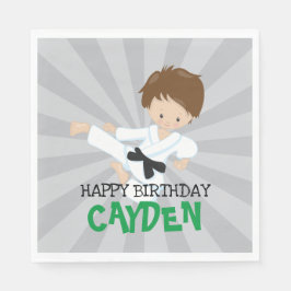 Guardanapo De Papel Aniversário das Artes Marciais Verdes do Karate