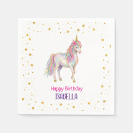 Guardanapo De Papel Aniversário das Meninas Glitter Unicórnio