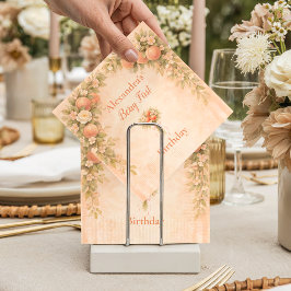 Guardanapo De Papel Aniversário de 1º Ano Floral de Pêssego