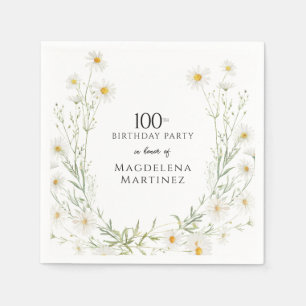 Guardanapo De Papel Aniversário de 100 anos Flor de Nascimento de Abri