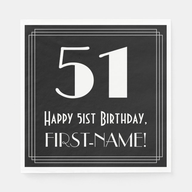 Guardanapo De Papel Aniversário de 15000ruas ~ Arte Deco Inspira "51", (Frente)