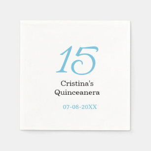 Guardanapo De Papel aniversário de 15 anos da quinceanera azul preto l
