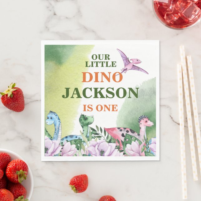 Guardanapo De Papel Aniversário de 1 ano com tema de Dinossauro (Insitu)