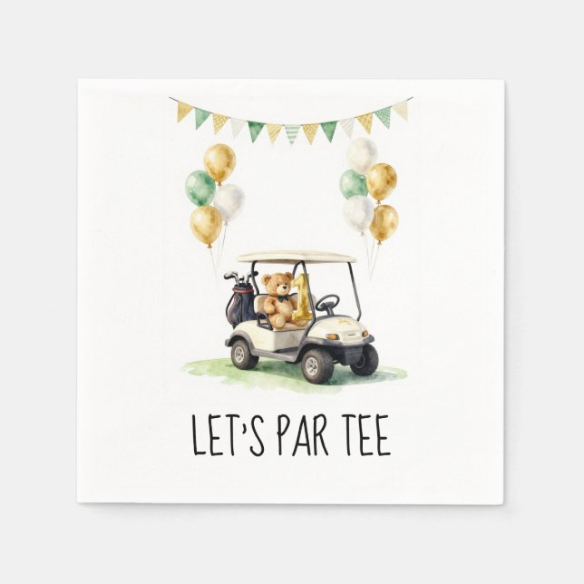 Guardanapo De Papel Aniversário de 1 ano de golfe Vamos Par-Tee (Frente)
