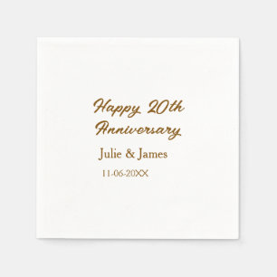 Guardanapo De Papel aniversário de 20 anos feliz marrom dourado nome d