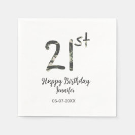Guardanapo De Papel aniversário de 21 anos adiciona nome data ano mode