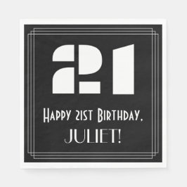 Guardanapo De Papel aniversário de 21 anos: Art Deco Inspira "21" + No