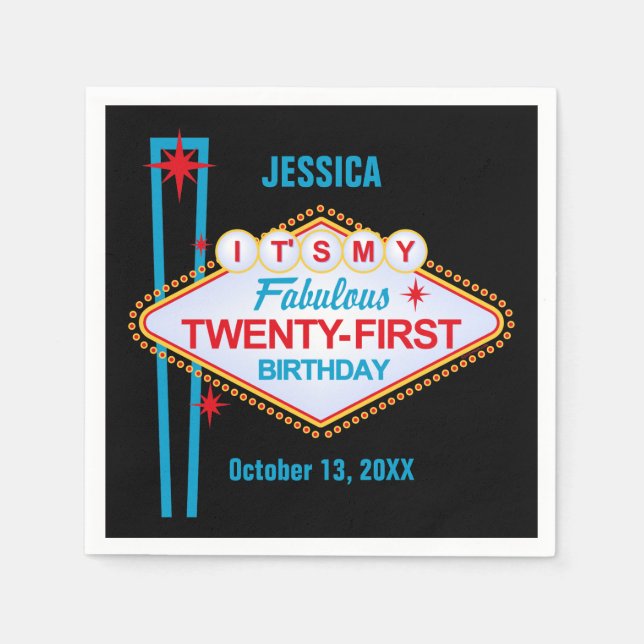 Guardanapo De Papel Aniversário de 21 anos de Las Vegas (Frente)