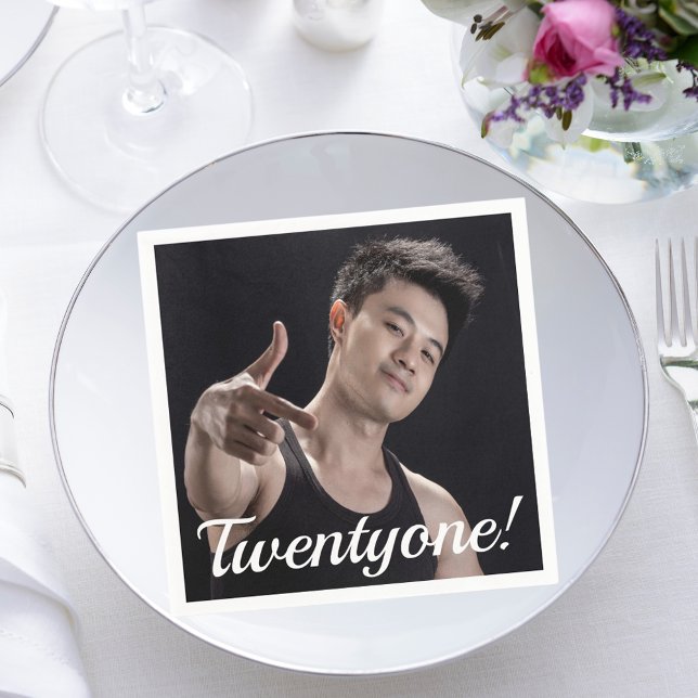 Guardanapo De Papel aniversário de 21 anos fotografia 21 caras de vint (Criador carregado)