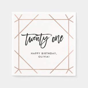 Guardanapo De Papel Aniversário de 21 anos geométrico Dourado