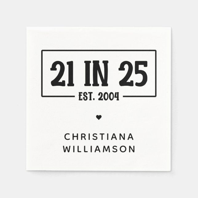 Guardanapo De Papel Aniversário de 21 anos personalizado 21 EM 25 De S (Frente)