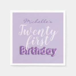 Guardanapo De Papel aniversário de 21 anos Purple Balloon Type Party