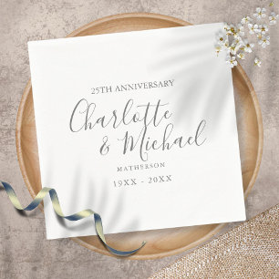 Guardanapo De Papel Aniversário de 25 anos de Casamento Assinatura Sim