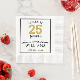 Guardanapo De Papel Aniversário de 25 do Casamento Dourado Alegres pa
