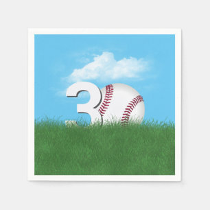 Guardanapo De Papel aniversário de 30 anos Baseball Em Grama Verde