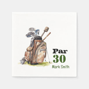 Guardanapo De Papel Aniversário de 30 anos de golfe Par tee trinta