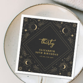 Guardanapo De Papel Aniversário de 30 anos de Lua Mística Negra
