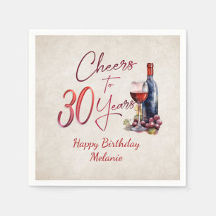 Guardanapo De Papel Aniversário de 30 anos de vinho de animação