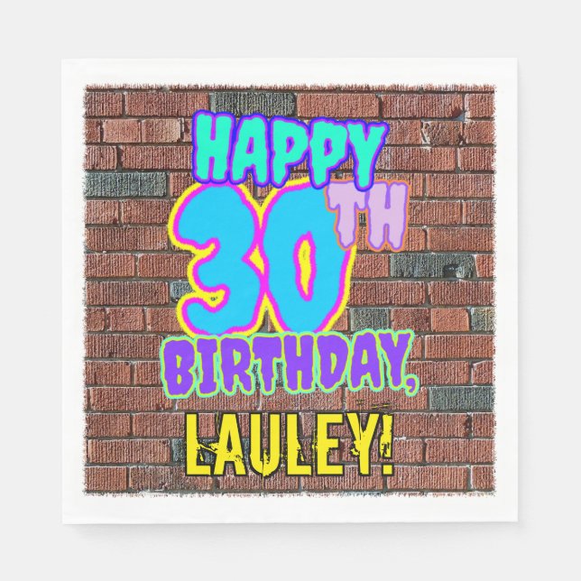 Guardanapo De Papel aniversário de 30 anos ~ Divertido, Grafite Urbano (Frente)