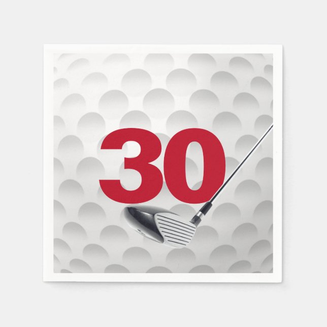 Guardanapo De Papel aniversário de 30 anos Golf Ball (Frente)
