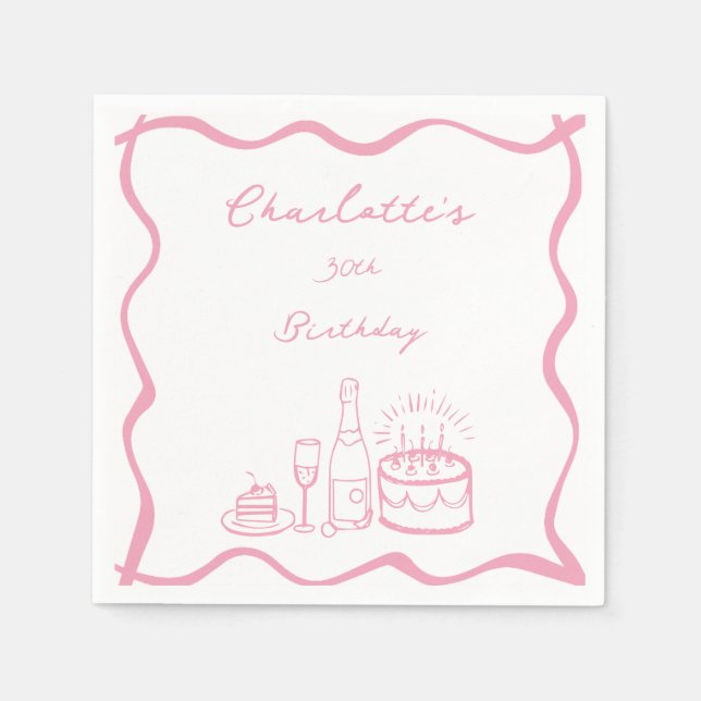 Guardanapo De Papel Aniversário de 30 anos Napkins para Desenho de Mão (Frente)