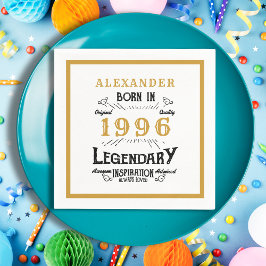 Guardanapo De Papel Aniversário de 30 anos Nascido em 1996 Lenda de Ou