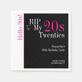 Guardanapo De Papel aniversário de 30 anos RIP 20s Alô, 30s, preto, ro