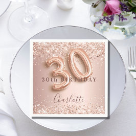 Guardanapo De Papel aniversário de 30 anos rosa dourado blush nome ros